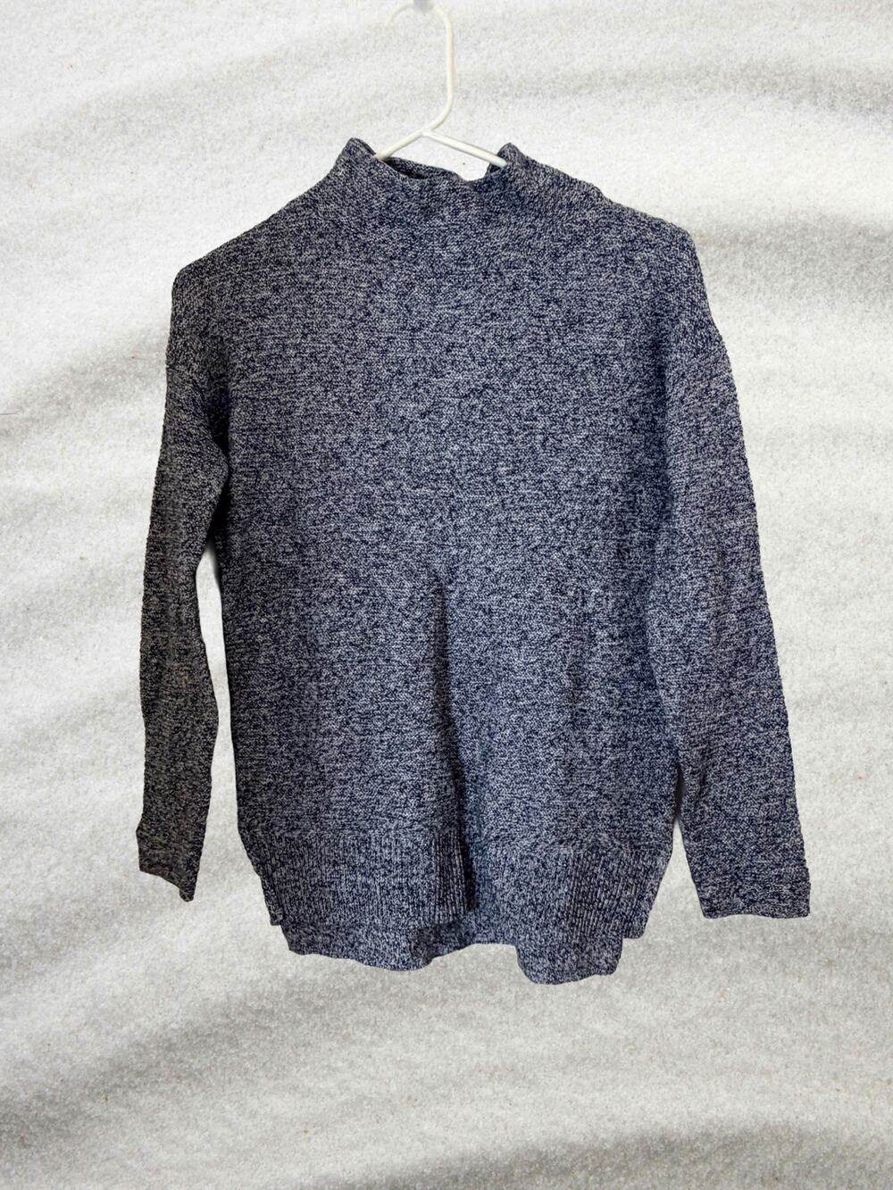 Old Navy Blue White Marled Mock Neck Sweater XS